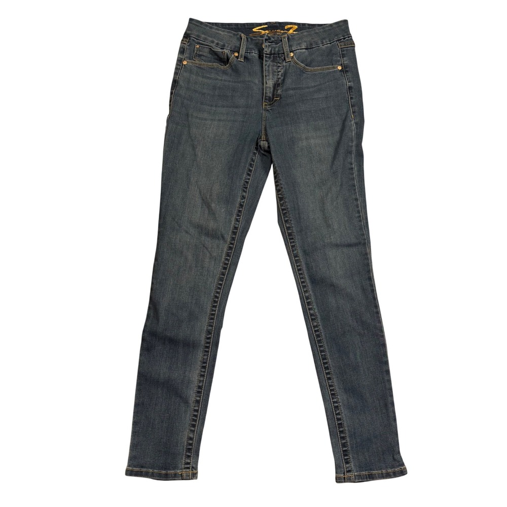 Seven7 Womens Skinny Jeans Dark Wash Blue Denim Size 6 Mid Rise Stretch